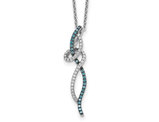 1/4 Carat (ctw) Blue & White Diamond Swirl Pendant Necklace in Sterling Silver with Chain